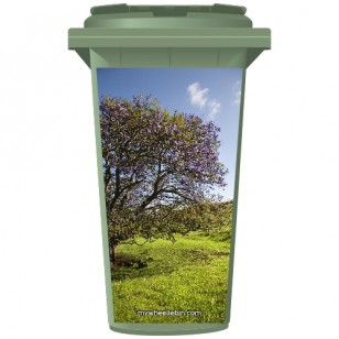 Flowering Tree In A Field Wheelie Bin Sticker Panel